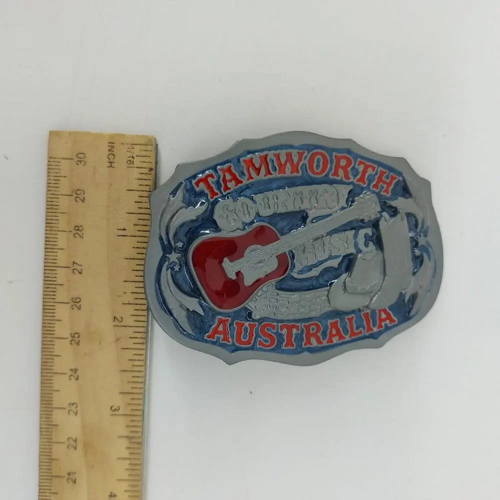 Tamworth Australia Belt Buckle Country Music Guitar Red Blue